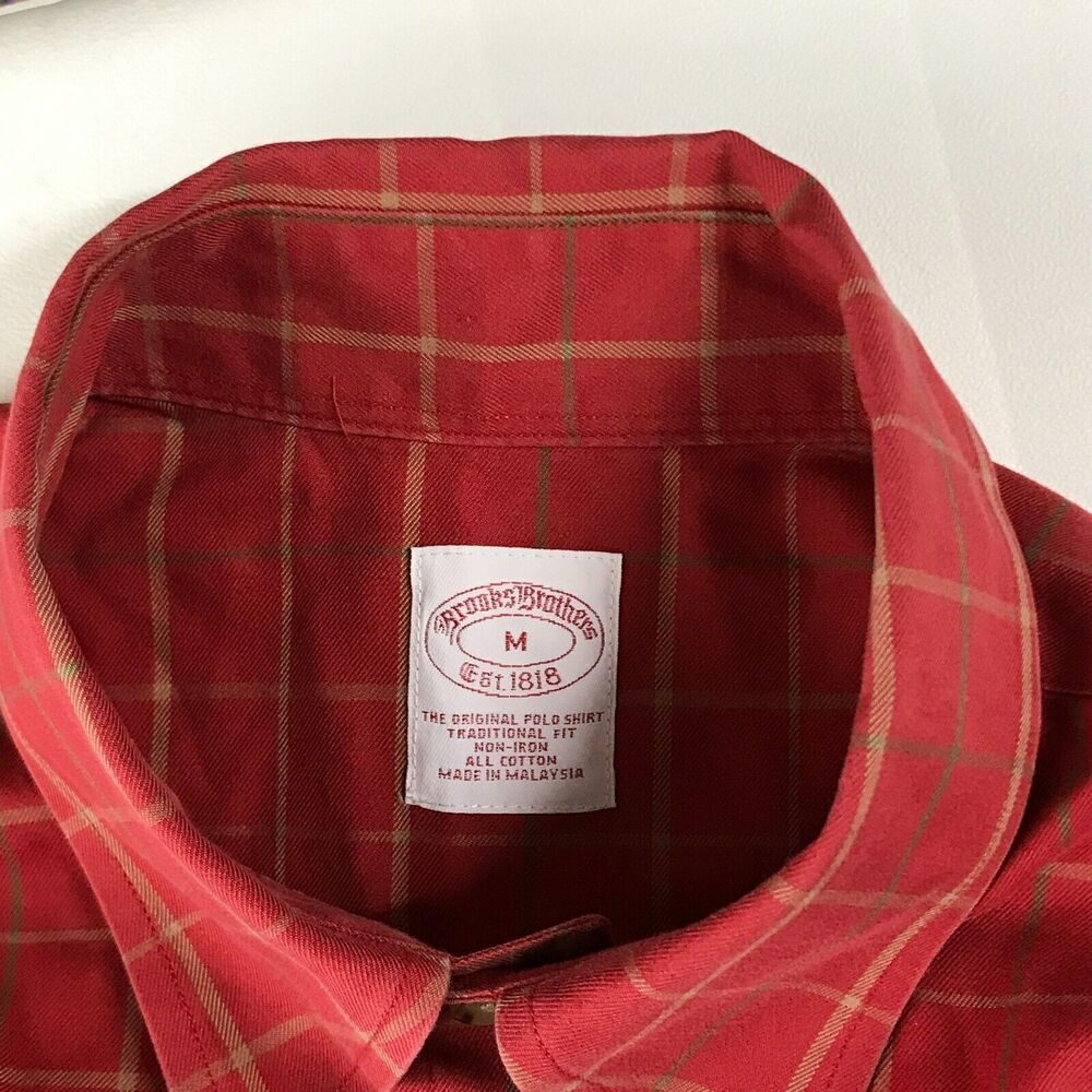 Brooks Brothers Mens Medium Shirt Red Plaid Traditional Fit Button Up CF9 - Picture 3 of 5